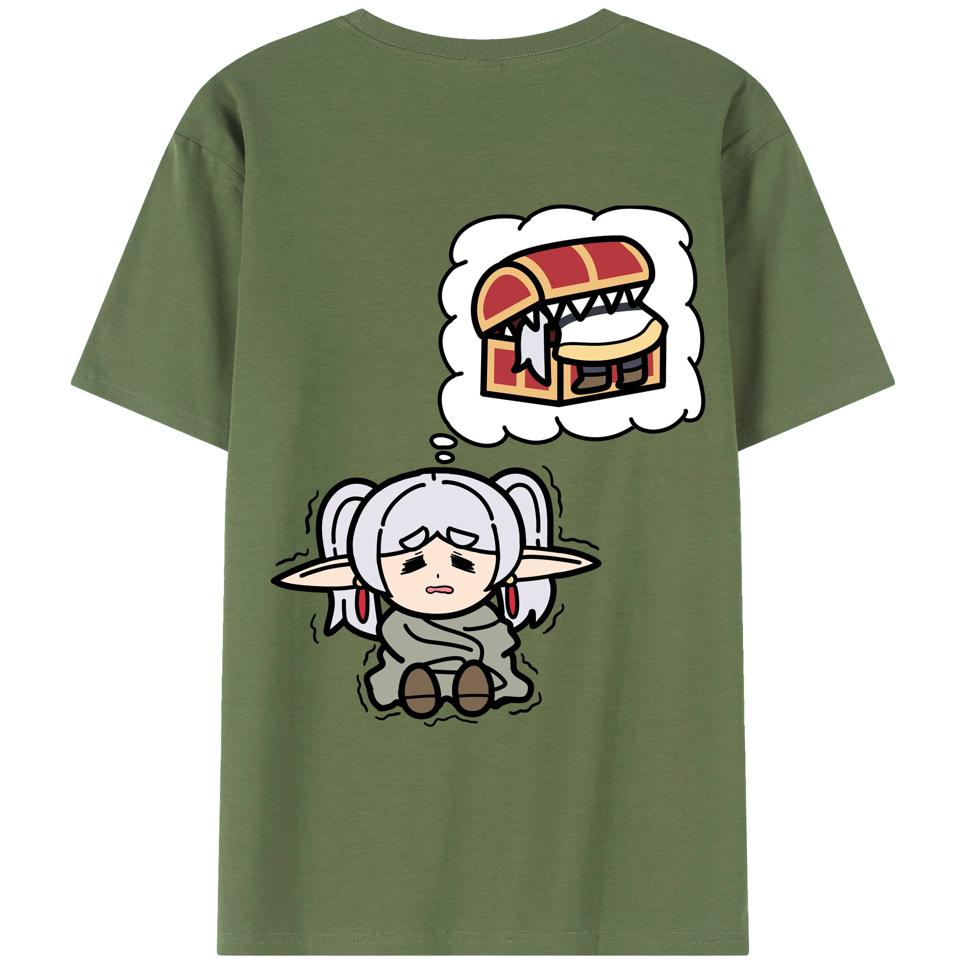 （画像用） 葬送のフリーレン Frieren 綿100％ メンズ半袖Tシャツ（バックプリント） 通気性